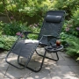 Сгъваем градински шезлонг с възглавница, поставка за напитки и джоб, снимка 4