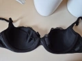 Черен Сатенен Сутиен 70C, С банел, Балконет черно със златно, снимка 9