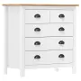 vidaXL Сайдборд Hill бял 79x40x80 см борово дърво масив, снимка 1