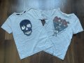 Тениски 2бр H&M, AC/DC и череп с два цвята, 134-140см, 8-10г