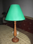 Лампа със стойка от стругован орех и различни шапки , снимка 1 - Настолни лампи - 44549660