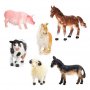6 Домашни животни овца кон прасе крава магаре куче коли пластмасови фигурки играчки, снимка 1
