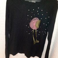 Нови, фин пуловер с цвете, снимка 1 - Блузи с дълъг ръкав и пуловери - 30909675