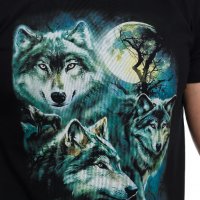 Нова мъжка тениска с дигитален печат Вълци, пълнолуние, Серия вълци, снимка 2 - Тениски - 29040473