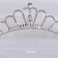 Коронка тиара метална сребриста с висяща капчица забождане в коса прическа сватба детска дамска, снимка 2 - Аксесоари за коса - 31217490