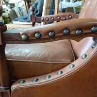 Ретро кресло естествена кожа внос от Холандия , снимка 17 - Дивани и мека мебел - 40253214