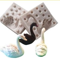 3D 2 части нежен лебед силиконов молд форма за украса торта с фондан, снимка 3 - Форми - 42667491
