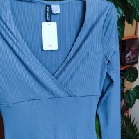 Нова сиво-синя рокля с цепка, снимка 3 - Рокли - 44201768