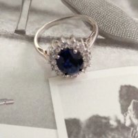 Изящен сребърен пръстен със син сапфир, снимка 7 - Пръстени - 30531268