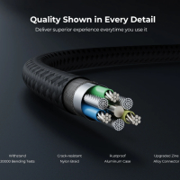 Orico кабел Cable USB C-to-C PD 100W Charging 2.0m Black - GQZ100-20-BK, снимка 5 - Кабели и адаптери - 44783443