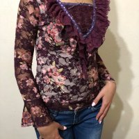 Дамска шарена блуза с дълъг ръкав в размер S, снимка 2 - Блузи с дълъг ръкав и пуловери - 29097111