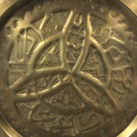 стар, месинг, поднос, плато, ориенталски стил, Мароко, антика, ръчна изработка, ислям, снимка 3 - Антикварни и старинни предмети - 42877351