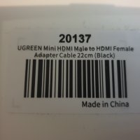 +Гаранция НОВ! Mini HDMI to HDMI преходник адаптер, снимка 3 - Кабели и адаптери - 35369450
