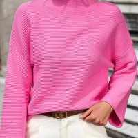 Свободен дамски едноцветен пуловер с изрязани ръкави, 2цвята - 023, снимка 3 - Блузи с дълъг ръкав и пуловери - 42284226