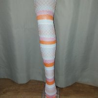 Дамски чорапи на мрежа  райе в различни цветове , снимка 4 - Бельо - 42459763