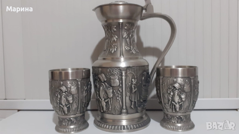 Комплект за вино от калай Antik*Vintage #114, снимка 1