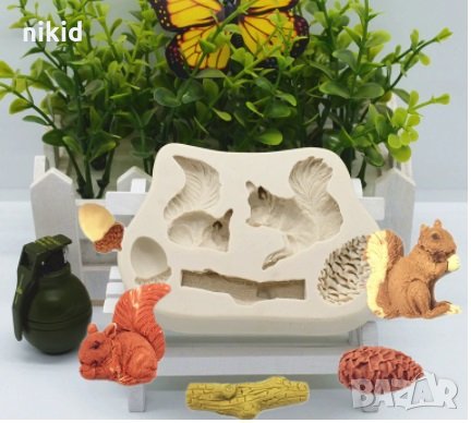 Жълъд шишарка дърво катерица силиконов молд форма фондан шоколад гипс , снимка 1