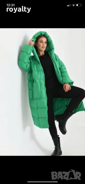 Зелено дамско зимно яке , снимка 1