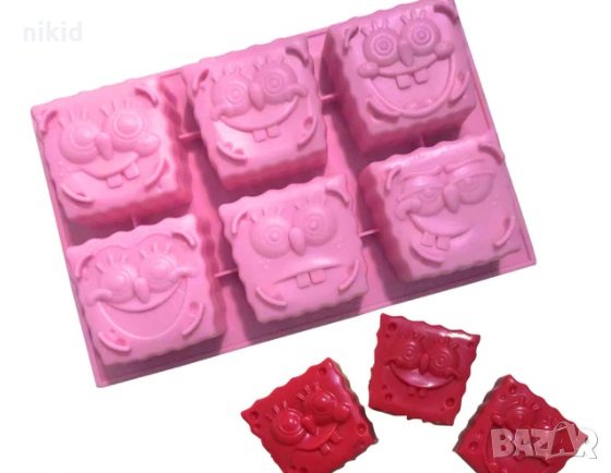 кубчета спондж боб Спонджбоб SpongeBob силиконов молд форма фондан шоколад торта украса гипс сапун, снимка 1