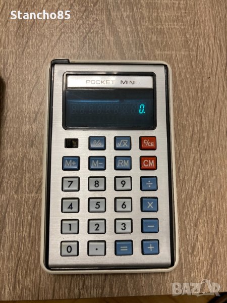 Стар калкулатор със кожен калъф, снимка 1
