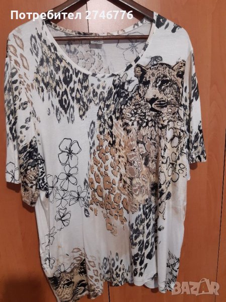 ЛИКВИДАЦИЯ  4XL Страхотна блузка-туника от фино трико с леопарди и животински принт ,като нова, снимка 1