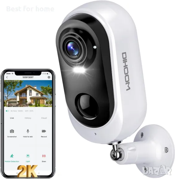 DIHOOM Външна акумулаторна камера с WiFi, снимка 1