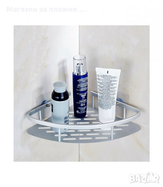 ЪГЛОВА ЕТАЖЕРКА ЗА БАНЯ НА 1 НИВО С ДВОЙНО ЗАЛЕПВАНЕ, ХРОМ - код 25002, снимка 1