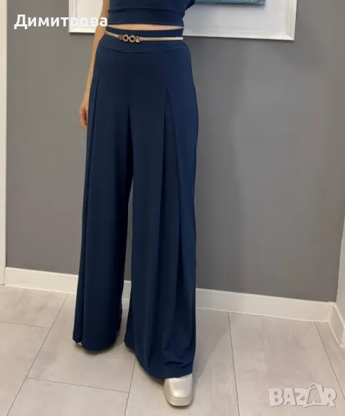 Дамски син панталон S-M, снимка 1