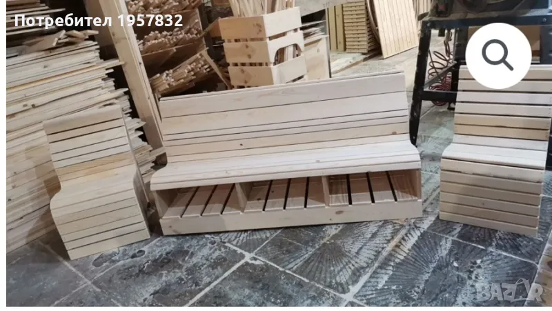 Детска ергономична дървена пейка с място за съхранение, снимка 1