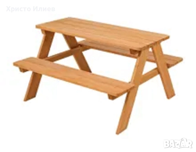 Дървена Детска маса с пейки за пикник , снимка 1
