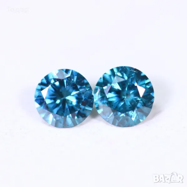 Естествен чифт сини диаманти 0.23 карата, снимка 1