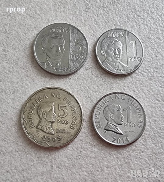 Монети. Филипини. 1, 1, 5, 5 песо . 4 бр. Различни монети. в ...