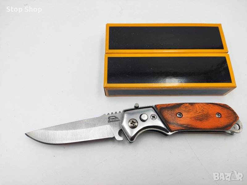 Нож сгъваем стоманен с дървена дръжка , снимка 1