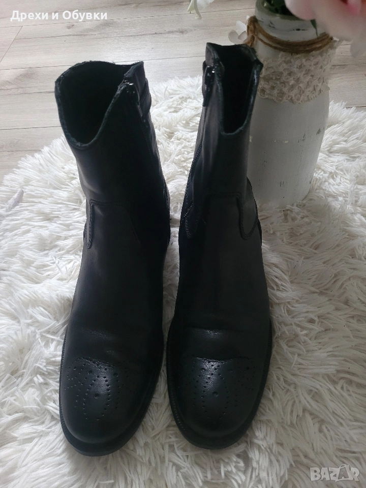 Черни боти естествена кожа 38 номер , снимка 1