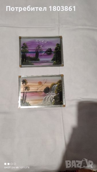 2 бр.стъклени  много красиви рисувани картини трислойни , снимка 1