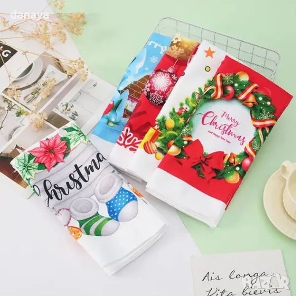 5499 Кухненска коледна кърпа с принт, 57x40 cm, снимка 1