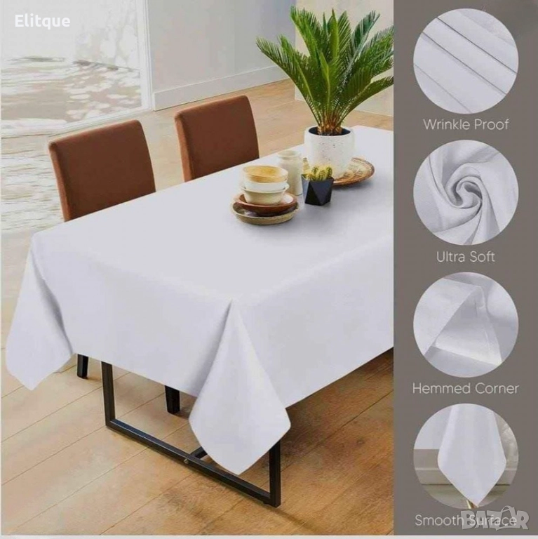 Елегантна правоъгълна покривка за маса от плат – за стилни вечери и специални поводи, снимка 1