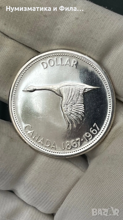 Сребърна монета Канада 1 долар 1967 година, снимка 1