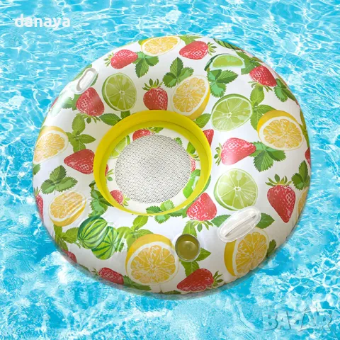 5763 Надуваемо кресло за плуване с поставка за чаша и дръжки, 120 см, снимка 6 - Водни спортове - 49218845