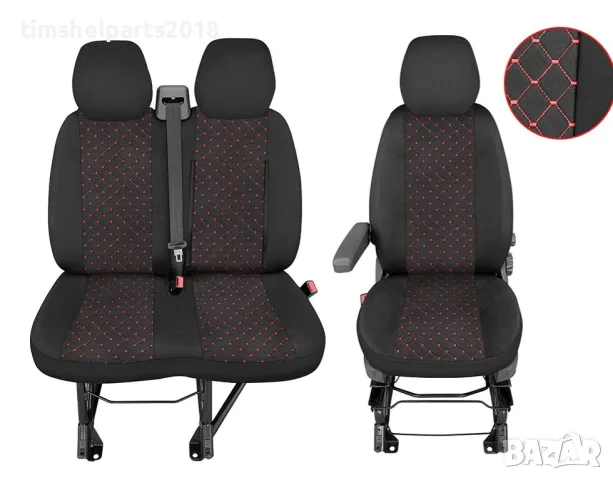 Тапицерия Лукс капитонирана за FIAT DUCATO, PEUGEOT BOXER, CITROEN JUMPER след 2006 г. Червен конец