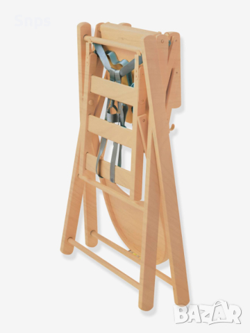Сгъваем детски стол за хранене SARAH COMBELLE, масив бук - естествен, снимка 3 - Столчета за хранене - 44819884