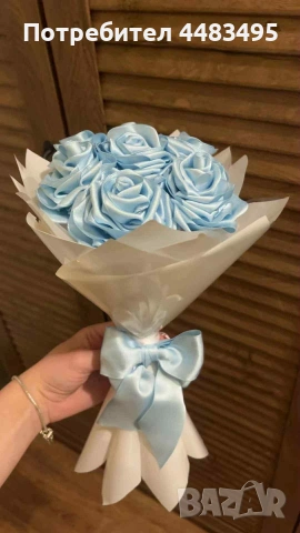 Букет от сатенени рози , снимка 4 - Изкуствени цветя - 53263080