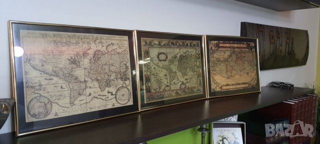 Картини Стари географски.карти 5броя