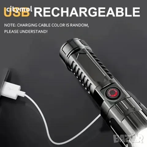 Акумулаторен CREE LED фенер с USB зареждане, ZOOM функция, снимка 3 - Къмпинг осветление - 48044123
