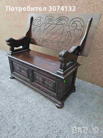 Масивна пейка с дърворезба (материал орех), снимка 7 - Други - 48045124