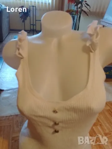 Подарявам!Бяло потниче с къдрички от рипса, снимка 2 - Потници - 50179322