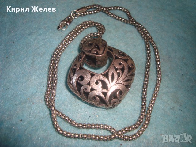 ПОСРЕБРЕН ФЛОРАЛЕН АЖУРНА АРТ ИЗРАБОТКА БЕЛ ЕПОК СТИЛ МЕДАЛЬОН с ЦИРКОНИ 3267 , снимка 6 - Колиета, медальони, синджири - 35194098