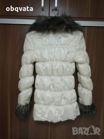Дамско бяло яке с пухкава яка и ръкави С/М, снимка 6 - Якета - 34982862