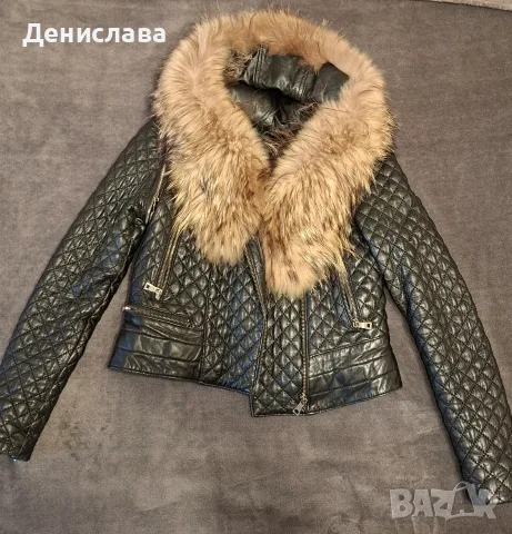 Кожено яке с пух , снимка 2 - Якета - 56473241