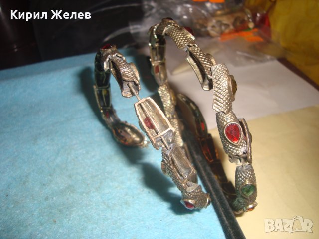 ЗМИЕВИДНО БРОНЗОВО КОЛИЕ с ФАСЕТИРАНИ ЦВЕТНИ КРИСТАЛИ КАМЪНИ НЕО-ГОТИК ВИНТИДЖ БИЖУ ОГЪРЛИЦА 27110, снимка 16 - Колиета, медальони, синджири - 35100762